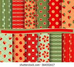 set of abstract vector paper with decorative shapes and symbols of Valentine's Day for scrapbook