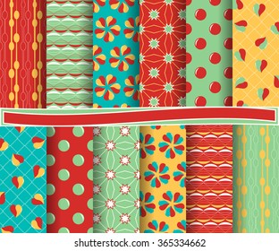 set of abstract vector paper with decorative shapes and symbols of Valentine's Day for scrapbook