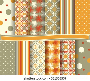 set of abstract vector paper with decorative shapes and design elements for scrapbook