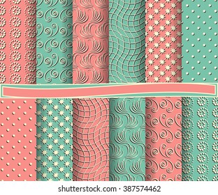 set of abstract vector paper with decorative shapes and design elements for scrapbook  

