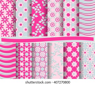 set of abstract vector paper with decorative flowers, shapes and design elements for scrapbook