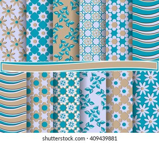 set of abstract vector paper with decorative flowers, shapes and design elements for scrapbook
