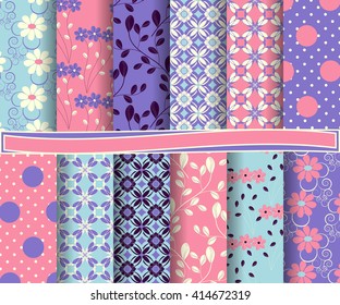 set of abstract vector paper with decorative flowers, shapes and design elements for scrapbook  