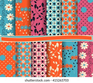set of abstract vector paper with decorative flowers, shapes and design elements for scrapbook  