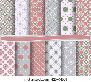 set of abstract vector paper with decorative flowers, shapes and design elements for scrapbook  