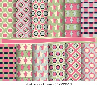 set of abstract vector paper with decorative shapes and design elements for scrapbook  