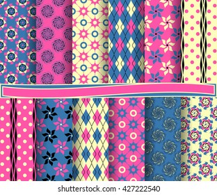set of abstract vector paper with decorative flowers, shapes and design elements for scrapbook  