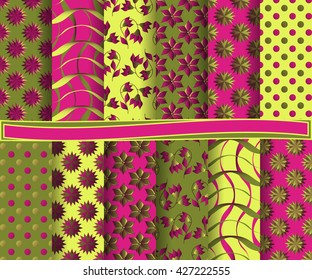 set of abstract vector paper with decorative flowers, shapes and design elements for scrapbook  