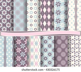 set of abstract vector paper with decorative flowers, shapes and design elements for scrapbook  