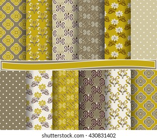 set of abstract vector paper with decorative flowers, shapes and design elements for scrapbook  
