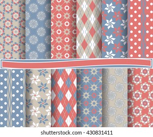 set of abstract vector paper with decorative flowers, shapes and design elements for scrapbook  
