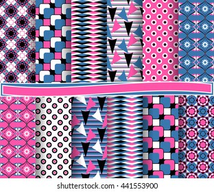 set of abstract vector paper with decorative shapes and design elements for scrapbook  