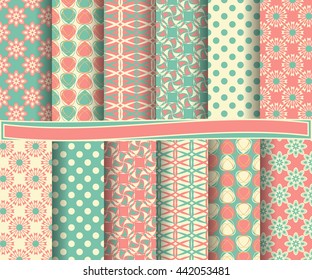 set of abstract vector paper with decorative flowers, shapes and design elements for scrapbook  