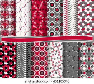 set of abstract vector paper with decorative flowers, shapes and design elements for scrapbook  