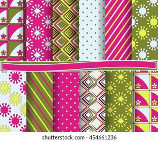set of abstract vector paper with decorative shapes and design elements for scrapbook