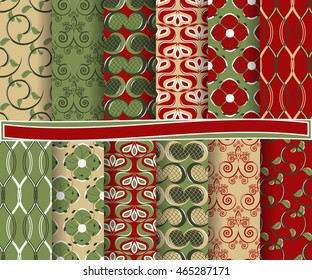 set of abstract vector paper with decorative flowers, shapes and design elements for scrapbook  