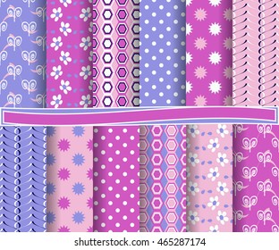 set of abstract vector paper with decorative flowers, shapes and design elements for scrapbook  