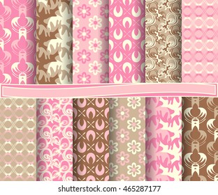 set of abstract vector paper with decorative flowers, shapes and design elements for scrapbook  