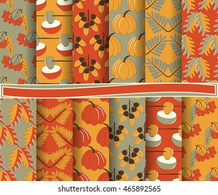 set of abstract vector paper with decorative shapes and symbols of Thanksgiving Day for scrapbook


