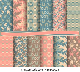 set of abstract vector paper with decorative flowers, shapes and design elements for scrapbook  