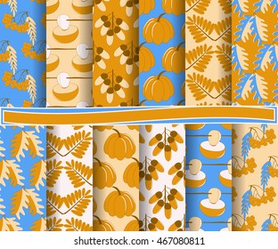 set of abstract vector paper with decorative shapes and symbols of Thanksgiving Day for scrapbook

