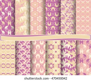 set of abstract vector paper with decorative flowers, shapes and design elements for scrapbook  