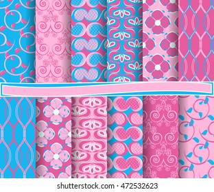set of abstract vector paper with decorative flowers, shapes and design elements for scrapbook  