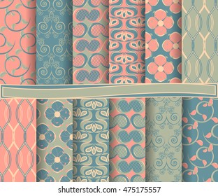 set of abstract vector paper with decorative flowers, shapes and design elements for scrapbook  