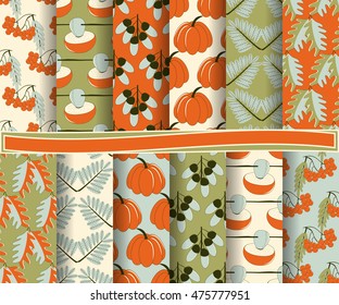 set of abstract vector paper with decorative shapes and symbols of Thanksgiving Day for scrapbook

