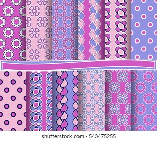 set of abstract vector paper with decorative flowers, shapes and design elements for scrapbook  