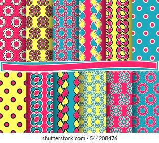 set of abstract vector paper with decorative flowers, shapes and design elements for scrapbook  