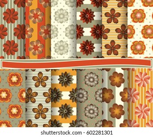 Set of abstract vector paper with decorative flowers and design elements for scrapbooka