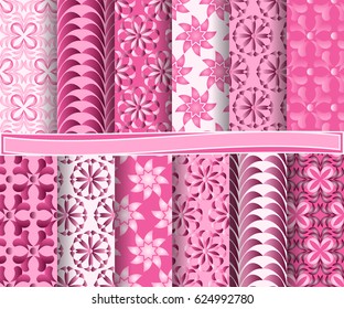 Set of abstract vector paper with decorative flowers and design elements for scrapbook