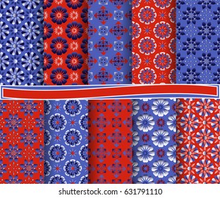 Set of abstract vector paper with decorative flowers and design elements for scrapbook