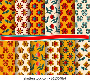 Set of abstract vector paper with decorative flowers for scrapbook