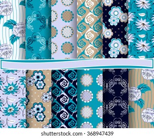 set of abstract vector paper with floral patterns and decorative elements flower design for scrapbook