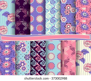 set of abstract vector paper with floral patterns and decorative elements flower design for scrapbook