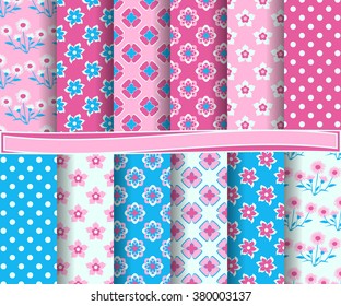 set of abstract vector paper with floral patterns and decorative elements for scrapbook