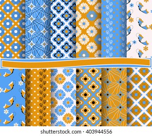 set of abstract vector paper with floral patterns and decorative elements for scrapbook