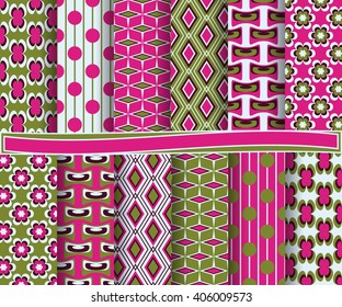 set of abstract vector paper with floral patterns and decorative elements for scrapbook