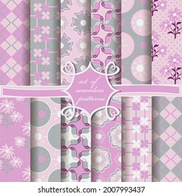 set of abstract vector paper with abstract geometric shapes, decorative flowers, and design elements for decoration