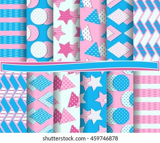 set of abstract vector paper with geometric shapes and design elements for scrapbook
