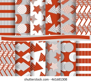 set of abstract vector paper with geometric shapes and design elements for scrapbook