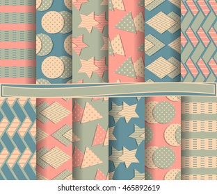 set of abstract vector paper with geometric shapes and design elements for scrapbook