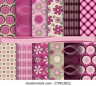 set of  abstract vector paper for scrapbook 