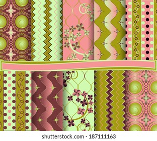 set of  abstract vector paper for scrapbook 