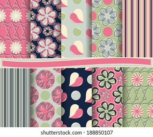 set of  abstract vector paper for scrapbook   