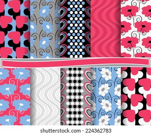 set of abstract vector paper for scrapbook Valentine's Day