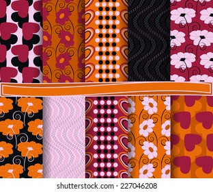 set of abstract vector paper for scrapbook Valentine's Day