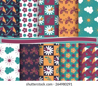 set of  abstract vector paper for scrapbook